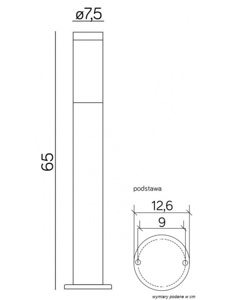 Inox LAMPA STOJĄCA SŁUPEK 65CM 1 X E27 IP44 CZARNY ST 022-650 BL SU-MA