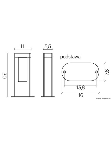 LAMPA LED STOJĄCA SŁUPEK 30CM 8W 560LM 4000K IP54 CIEMNY POPIEL GL-15401 SU-MA