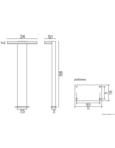 Fler LAMPA STOJĄCA SŁUPEK LED 58CM 10W 4000K 720LM CIEMNY POPIEL 17602-580 DG SU-MA