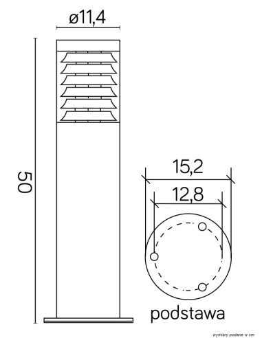 Joy LAMPA STOJĄCA SŁUPEK 50CM 1 X E27 IP44 SREBRNY 91065L-500 SU-MA