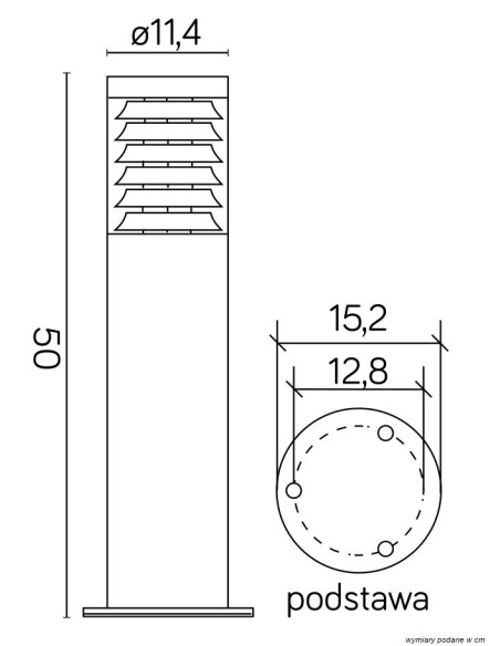 Joy LAMPA STOJĄCA SŁUPEK 50CM 1 X E27 IP44 SREBRNY 91065L-500 SU-MA