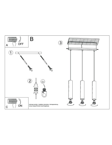 Lampa wisząca LAGOS 3L zielona oliwka