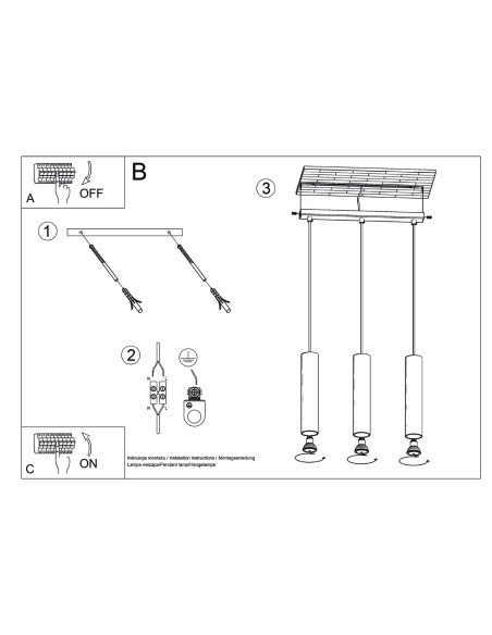 Lampa wisząca LAGOS 3L zielona oliwka