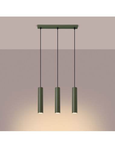 Lampa wisząca LAGOS 3L zielona oliwka