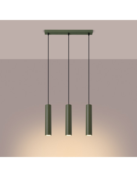 Lampa wisząca LAGOS 3L zielona oliwka