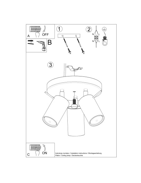 Plafon RING 3P beżowy
