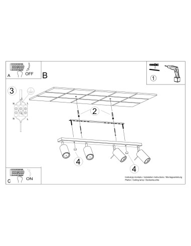 Plafon RING 4L ochra czerwona