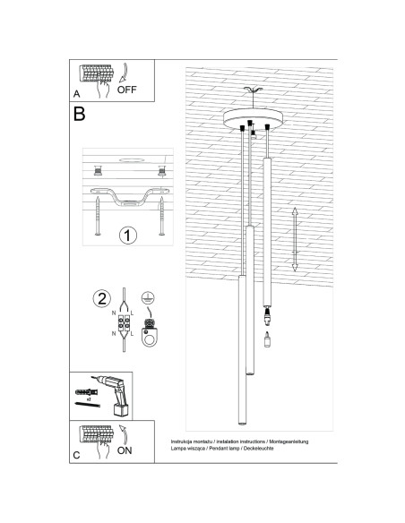 Lampa wisząca PASTELO 3P zielona oliwka