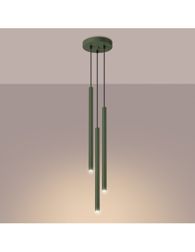 Lampa wisząca PASTELO 3P zielona oliwka