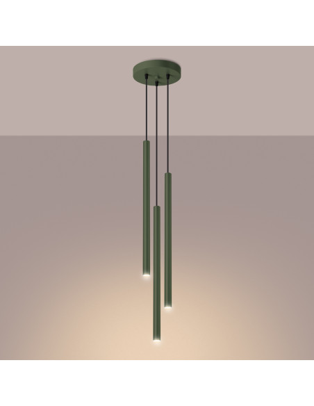 Lampa wisząca PASTELO 3P zielona oliwka