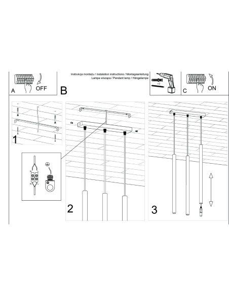 Lampa wisząca PASTELO 3 ochra czerwona
