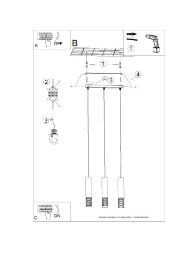 Lampa wisząca LAMI 3L biały