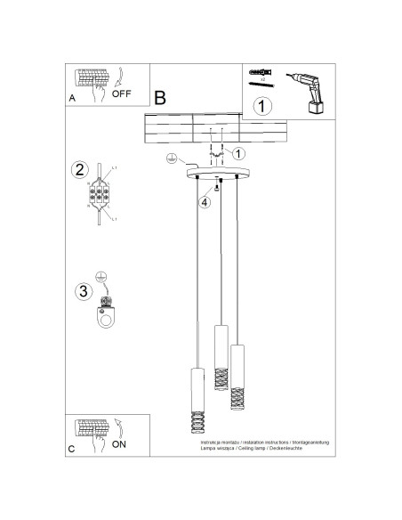 Lampa wisząca LAMI 3P biały