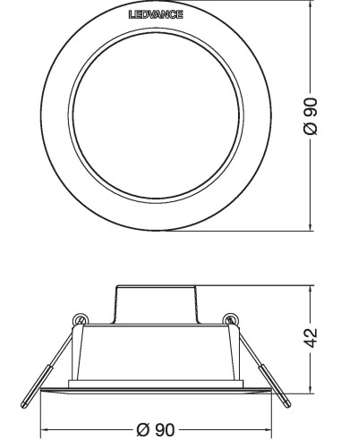 DOWNLIGHT IP44 DN 90 4W 4000K neutralna biała 460LM WHITE 