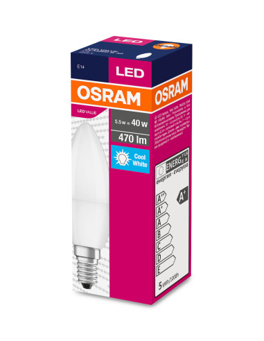 ŻARÓWKA LED VALUE CLB40 4.9W 4000K neutralna biała  470LM 230V FR E14 