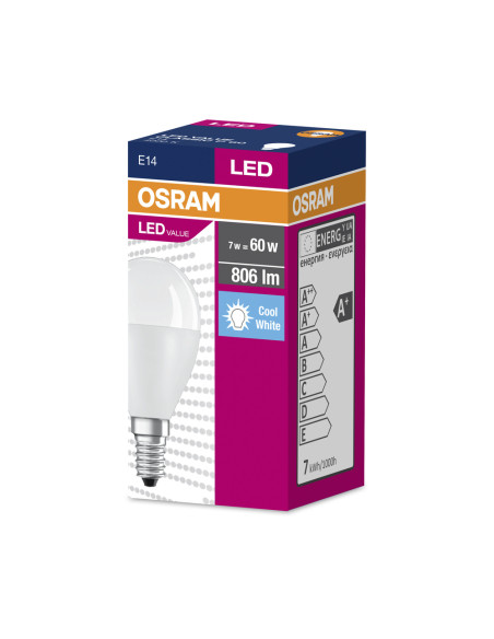 ŻARÓWKA LED VALUE CLP60 6,5W 4000K neutralna biała  230V FR E14 