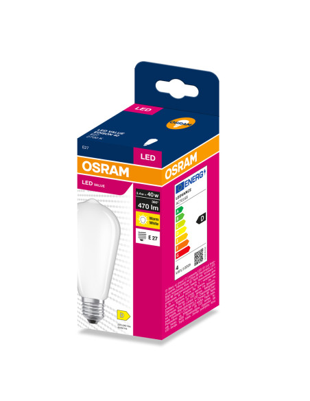 ŻARÓWKA LED VALUE RF EDISON 40 3,4W 2700K ciepła biała 470LM FIL FR E27 
