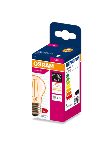 ŻARÓWKA LED VALUE RF CLP10 1,1W 2400K 80LM FIL GOLD E27  

