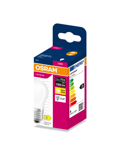 ŻARÓWKA LED VALUE RF CLP75 7,5W 2700K ciepła biała 1055LM FIL FR E27 
