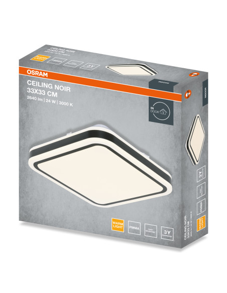 PLAFON LED CEILING NOIR SQUARE 330 24W 3000K 1440LM IP20 BK 
