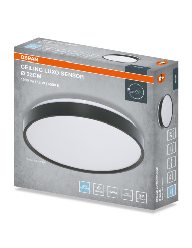 PLAFON LED CEILING LUXO SENSOR 320 18W 6500K 990LM IP20 BLACK 
