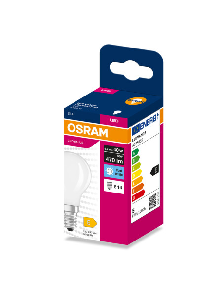 ŻARÓWKA LED VALUE RF CLP40 4,2W 4000K neutralna biała 470LM FIL FR E14 
