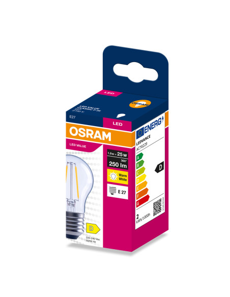 ŻARÓWKA LED VALUE RF CLP25 1,8W 2700K ciepła biała 250LM FIL E27 
