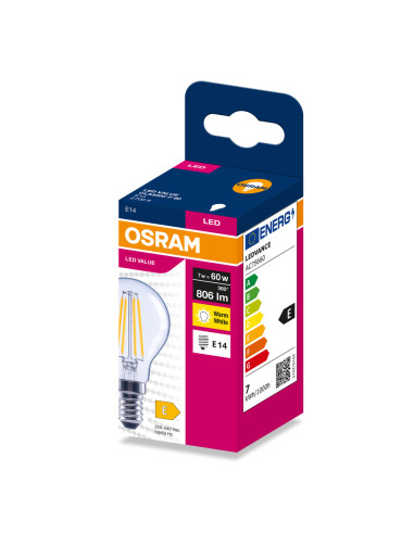 ŻARÓWKA LED VALUE RF CLP60 7W 2700K ciepła biała 806LM FIL E14 
