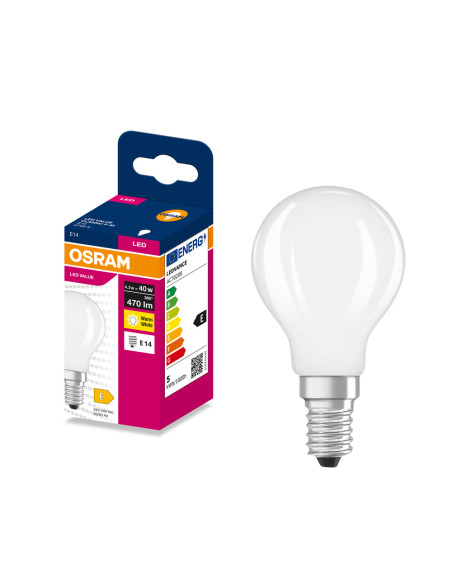 ŻARÓWKA LED VALUE RF CLP40 4,2W 2700K ciepła biała 470LM FIL FR E14  
