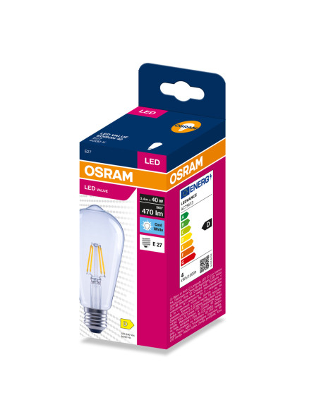ŻARÓWKA LED VALUE RF EDISON 40 3,4W 4000K neutralna biała 470LM FIL E27  
