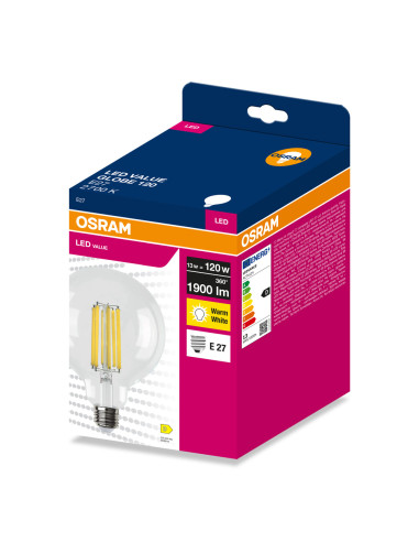ŻARÓWKA LED VALUE RF GLOBE 125 120 13W 2700K ciepła biała 1900LM FIL E27 
