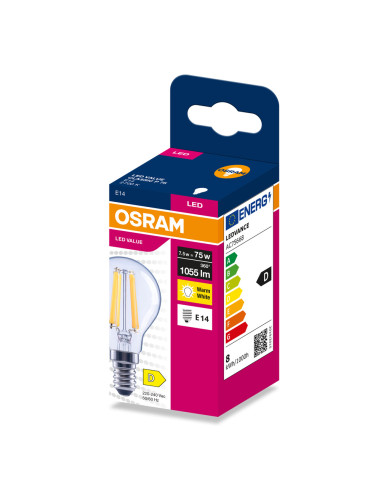 ŻARÓWKA LED VALUE RF CLP75 7,5W 2700K ciepła biała 1055LM FIL E14  
