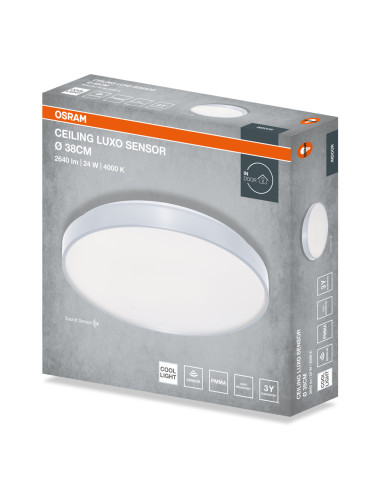 PLAFON LED CEILING LUXO SENSOR 380 24W 4000K 1320LM IP20 SILVER 
