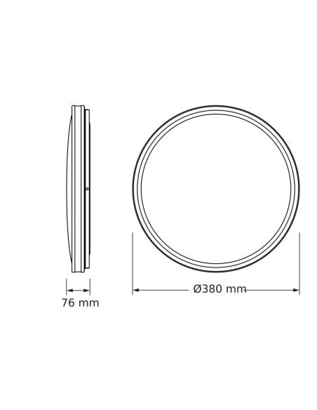 PLAFON LED CEILING NOIR ROUND 380 24W 3000K 1440LM IP20 BK 
