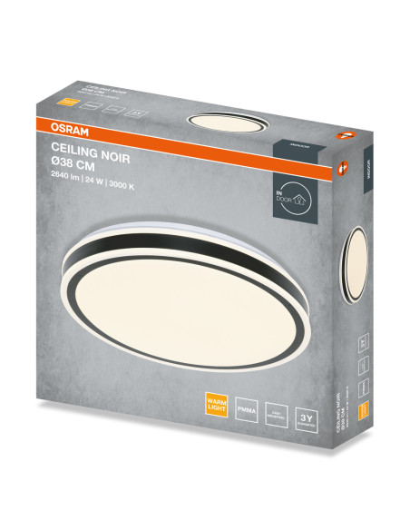 PLAFON LED CEILING NOIR ROUND 380 24W 3000K 1440LM IP20 BK 

