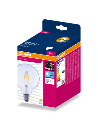 ŻARÓWKA LED VALUE RF GLOBE 95 75 7,5W 4000K neutralna biała 1055LM FIL E27 
