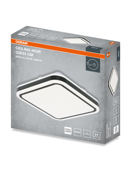 PLAFON LED CEILING NOIR SQUARE 330 24W 4000K 1440LM IP20 BK 
