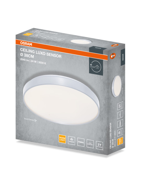 PLAFON LED CEILING LUXO SENSOR 380 24W 3000K 1320LM IP20 SILVER 
