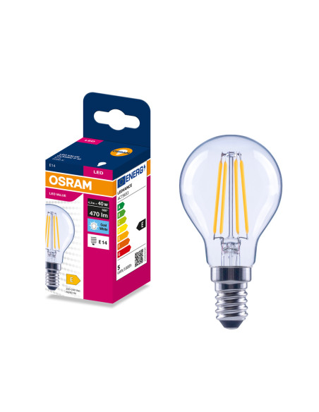 ŻARÓWKA LED VALUE RF CLP40 4,2W 4000K neutralna biała 470LM FIL E14 
