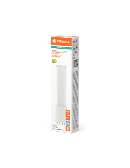 ŚWIETLÓWKA LED V DULUX LED S/E9 AC 4W 6500K zimna biała 550LM 2G7 

