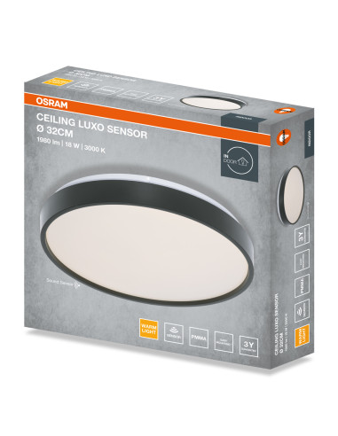 PLAFON LED CEILING LUXO SENSOR 320 18W 3000K 990LM IP20 BLACK 
