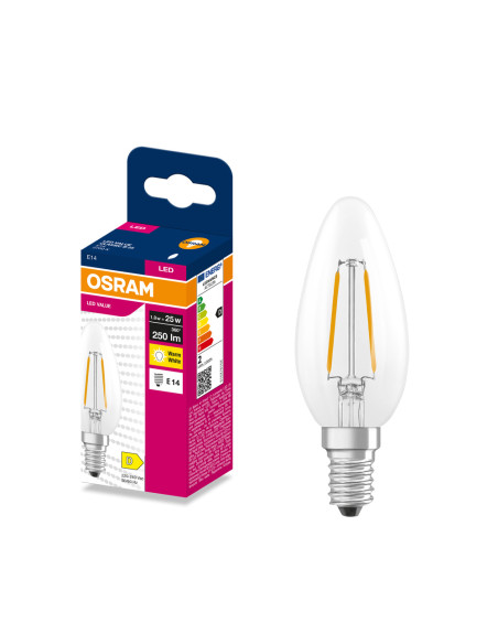ŻARÓWKA LED VALUE RF CLB25 1,8W 2700K ciepła biała 250LM FIL E14 
