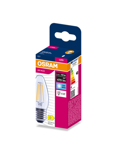 ŻARÓWKA LED VALUE RF CLB40 3,4W 4000K neutralna biała 470LM FIL E27 
