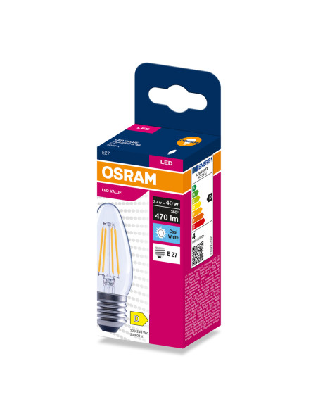 ŻARÓWKA LED VALUE RF CLB40 3,4W 4000K neutralna biała 470LM FIL E27 
