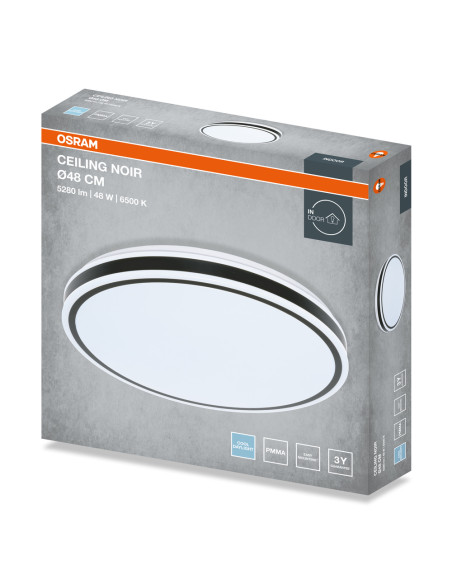 PLAFON LED CEILING NOIR ROUND 480 48W 6500K 2880LM IP20 BK 