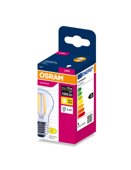 ŻARÓWKA LED VALUE RF CLP75 7,5W 2700K ciepła biała 1055LM FIL E27 
