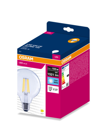 ŻARÓWKA LED VALUE RF GLOBE 125 100 11W 4000K neutralna biała 1521LM FIL E27 
