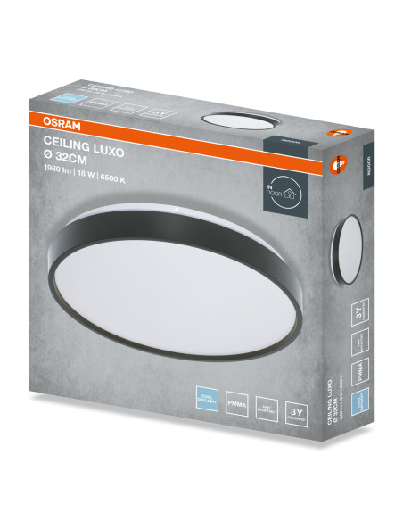 PLAFON LED CEILING LUXO 320 18W 6500K 990LM IP20 BLACK 
