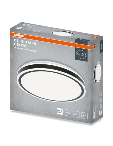 PLAFON LED CEILING NOIR ROUND 380 24W 4000K 1440LM IP20 BK 
