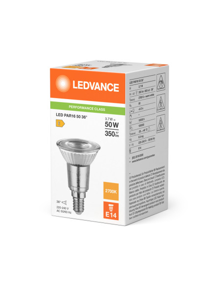 ŻARÓWKA LED P PAR16 50 36° 3,7W 2700K ciepła biała E14 35LM /458149/ 